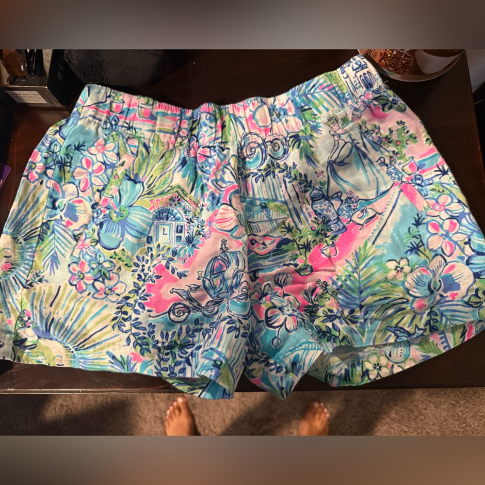 Colorful Disney Floral Linen Print Shorts